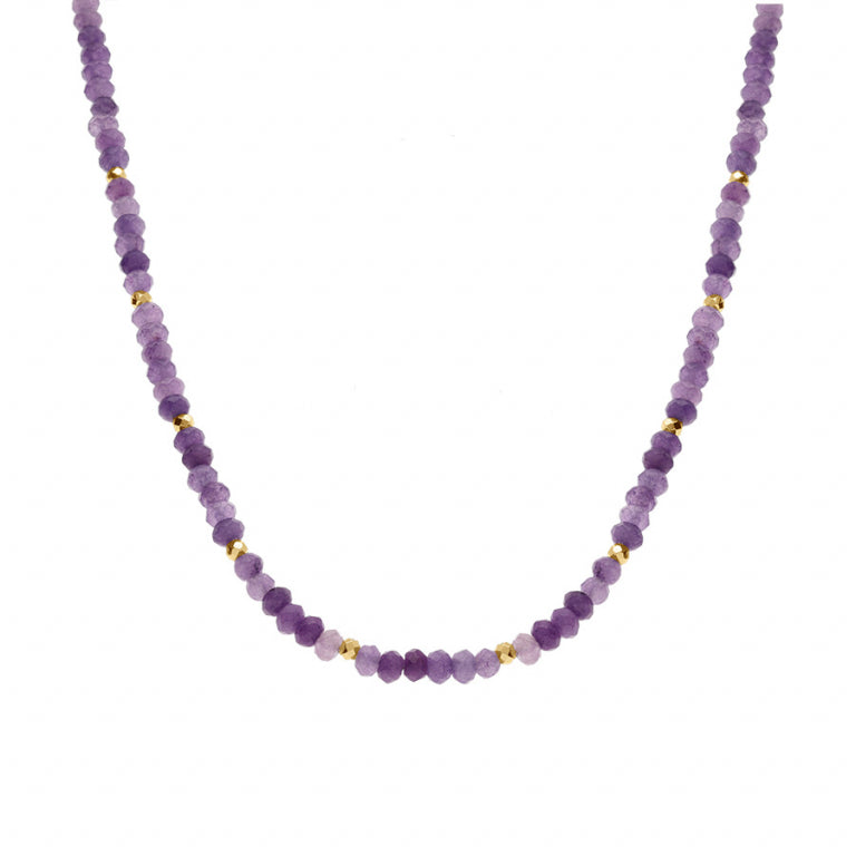 Amethyst-Kugel-Halskette – Goldener Stahl | Azuline Ansicht 2