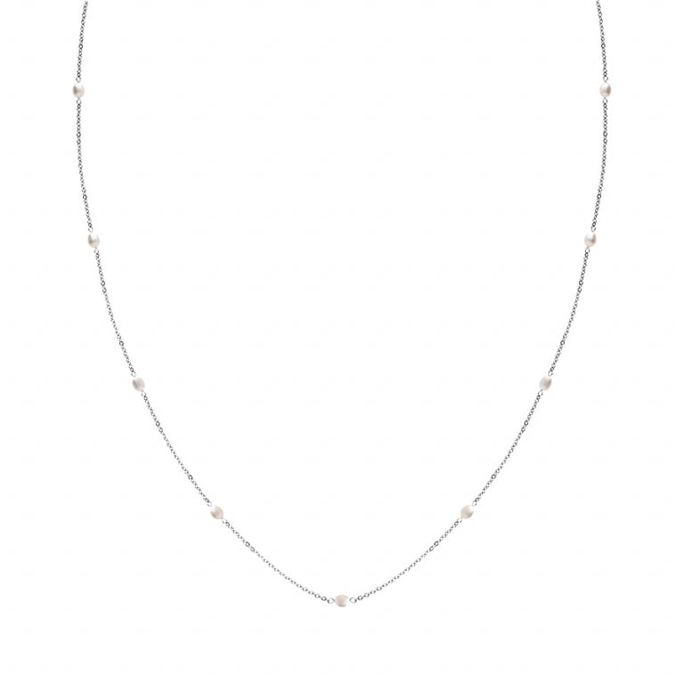 Lange Perlenkette – Silberstahl | Azuline Ansicht 2