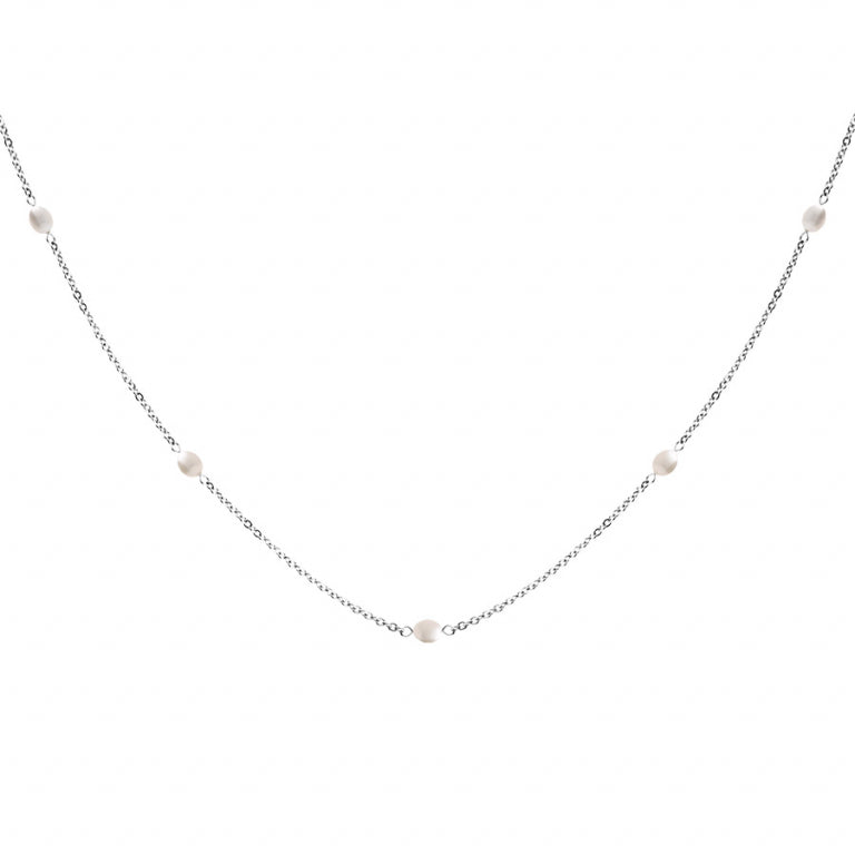 Lange Perlenkette – Silberstahl | Azuline