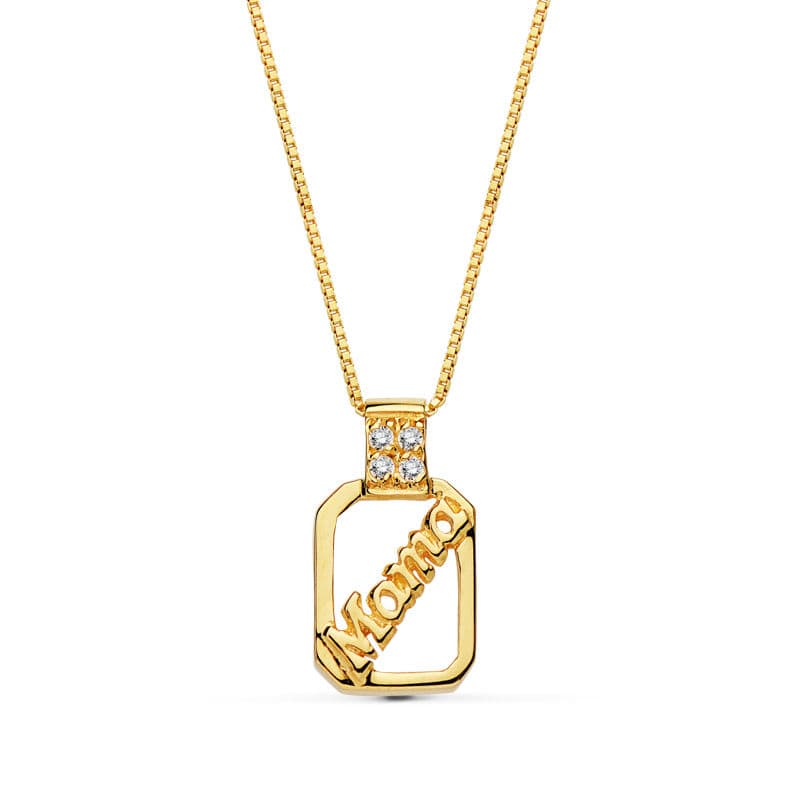 18K gul guld Choker Mama Zirconia kæde 44 Cm