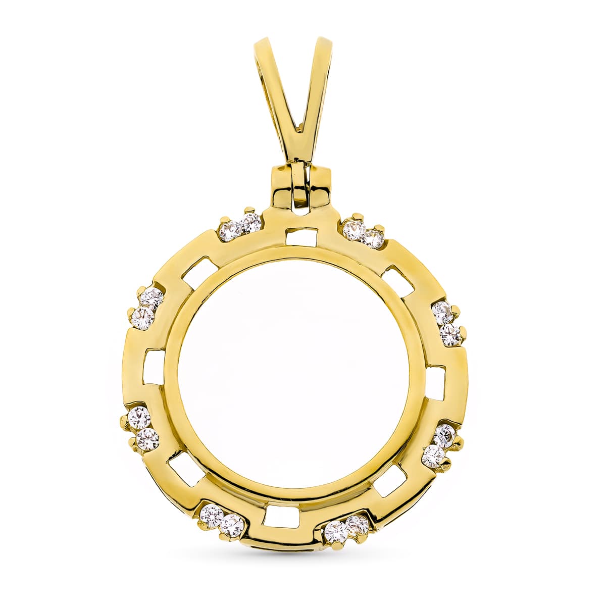 Pendente Moeda Ouro Amarelo 18K 19 mm 16 Circ