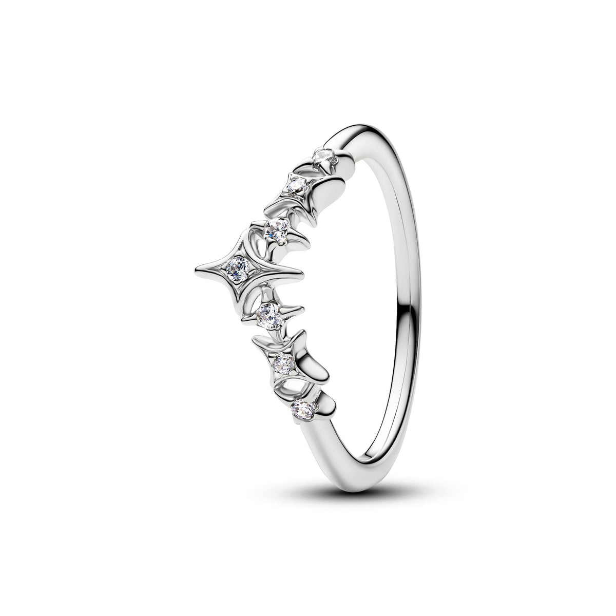 Bague Diadème Étoilé Plaqué Platine