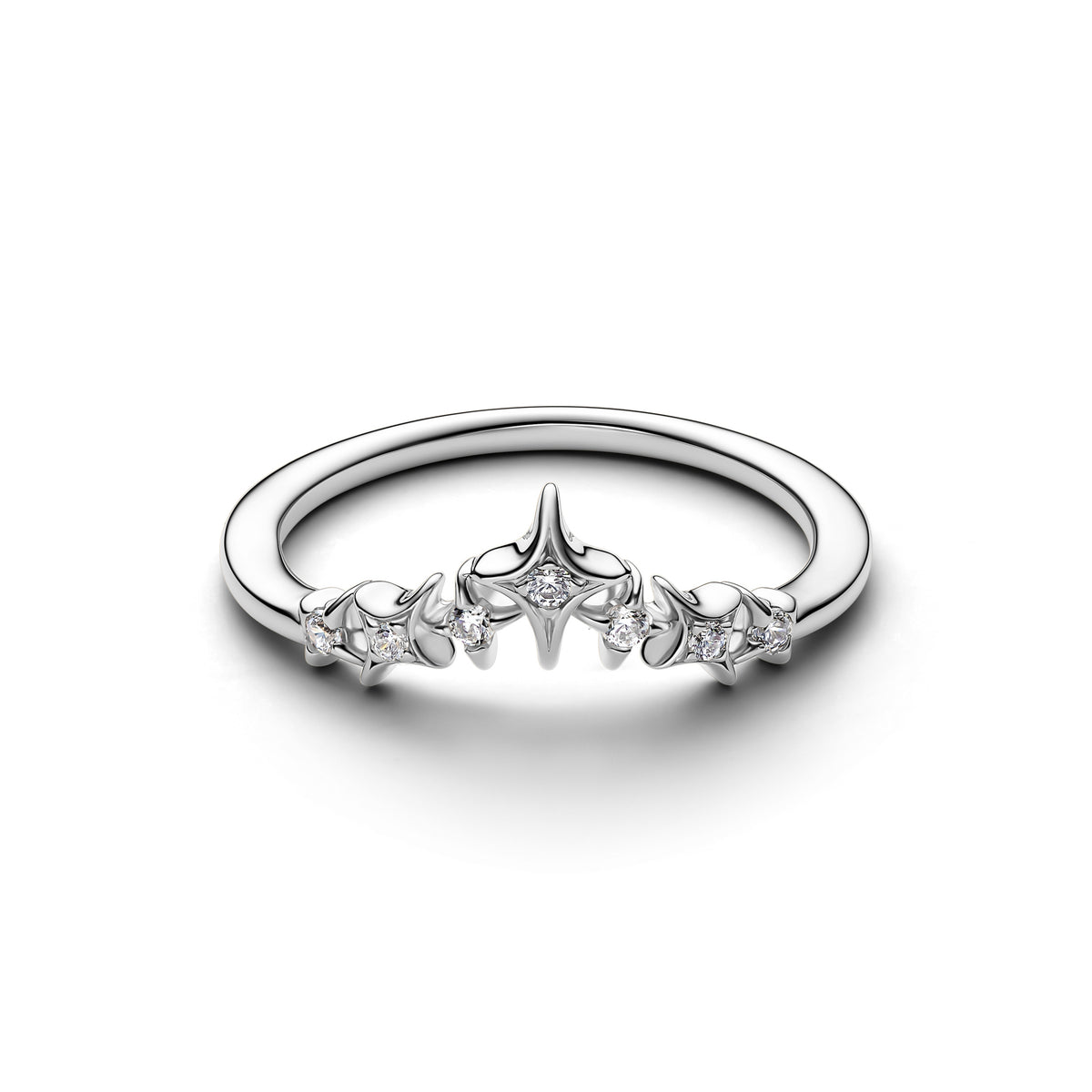 Bague Diadème Étoilé Plaqué Platine – vue 2