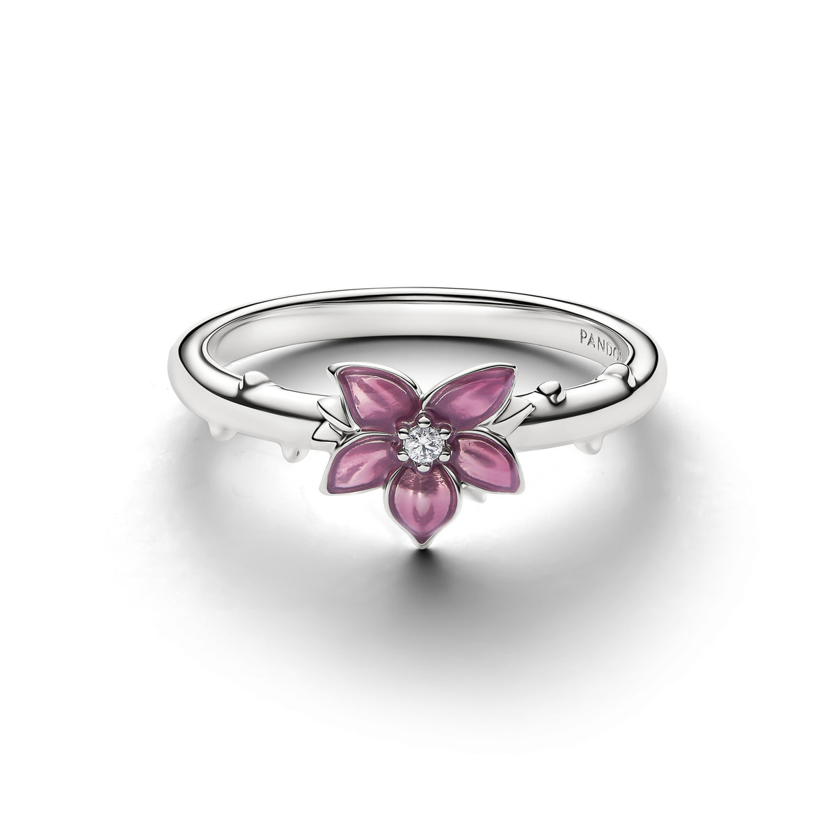 Bague Disney Mulan Fleur de Cerisier Plaqué Platine – vue 2