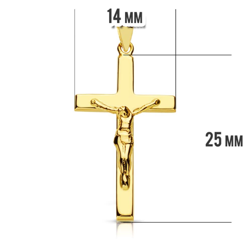 Croix en Or Jaune 18K avec Christ 27X15 mm