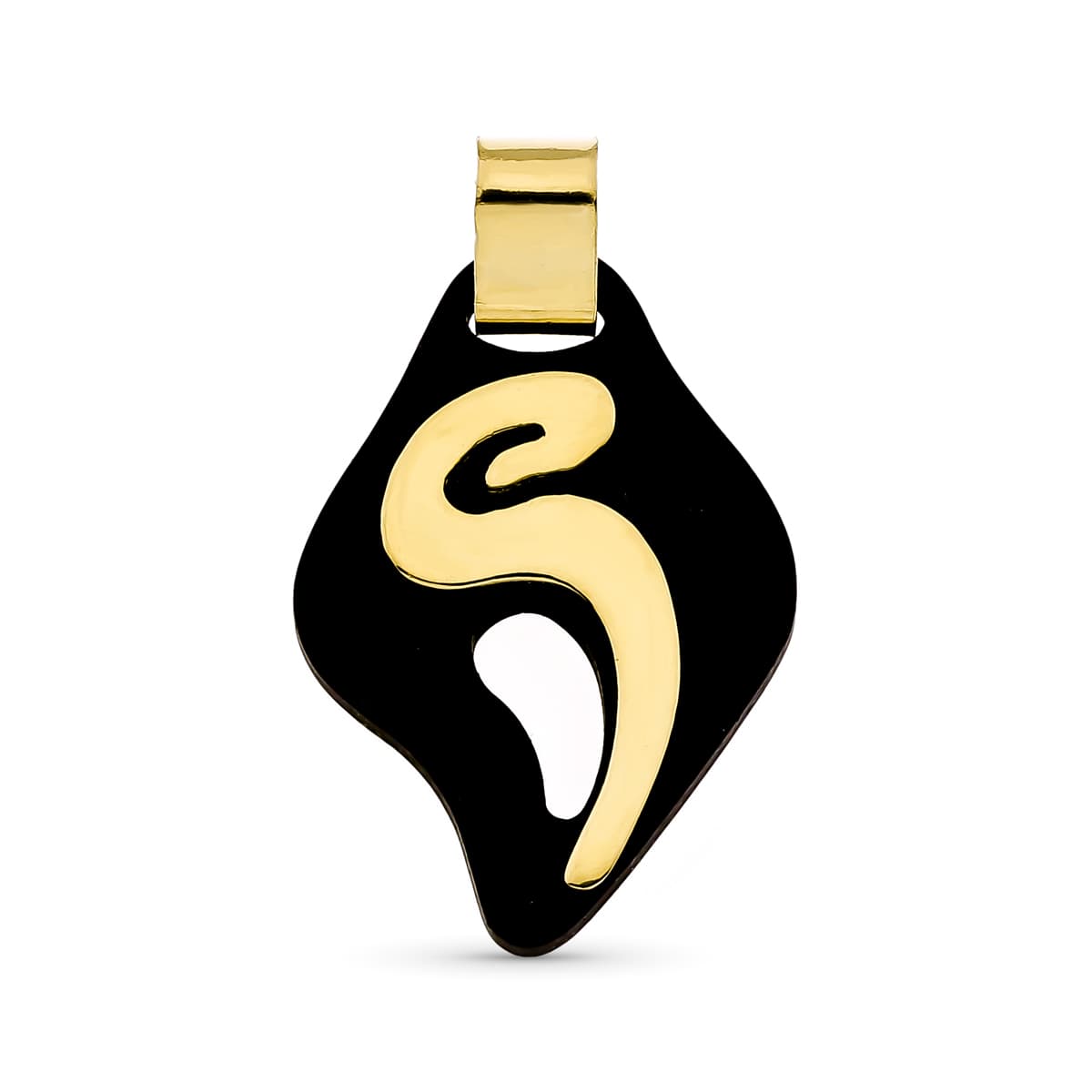 18K Gold Pendant African Black Ebano Wood