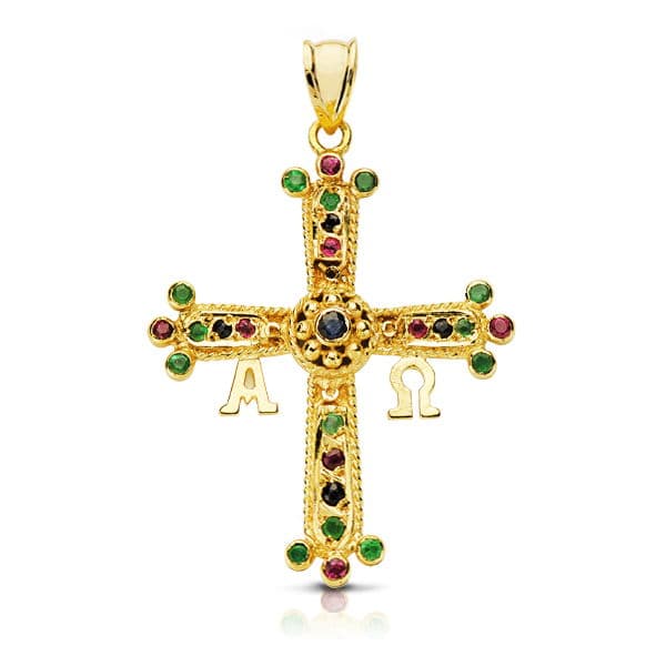 Croce Covadonga Media Gialla 18K 33X27 mm