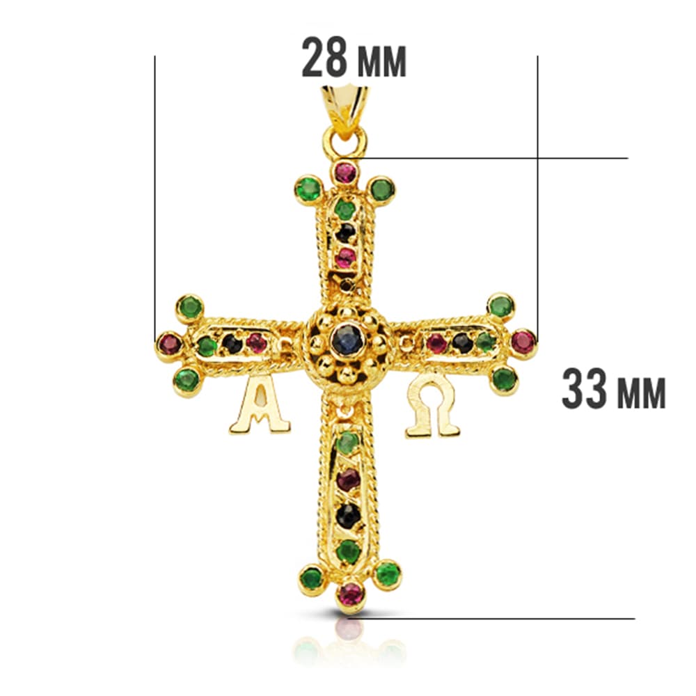 Croce Covadonga Media Gialla 18K 33X27 mm