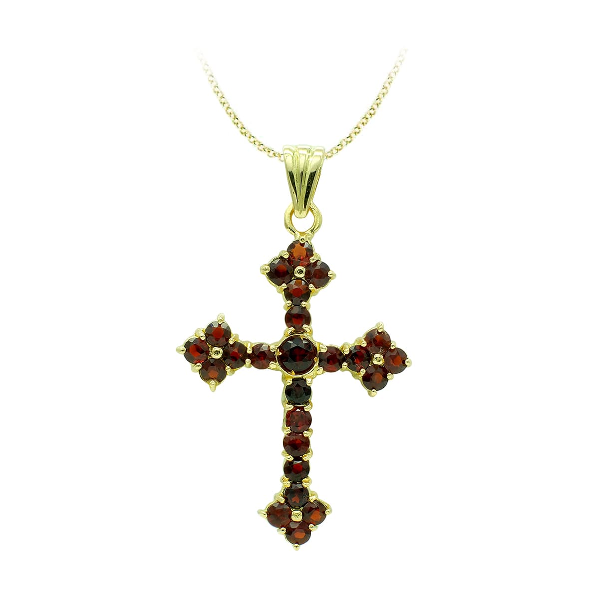 Cruce din Aur Galben 18K Granat 47 X 31 mm