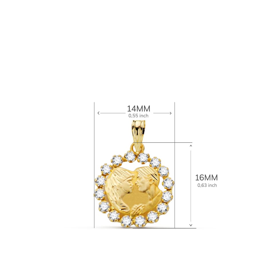 Liebesanhänger aus 18-karätigem Gelbgold, 16 x 14 mm