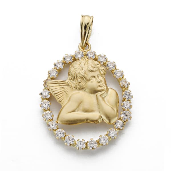 Medalla Ovalada Silueta Angel Oro Amarillo 18K 24X18 mm