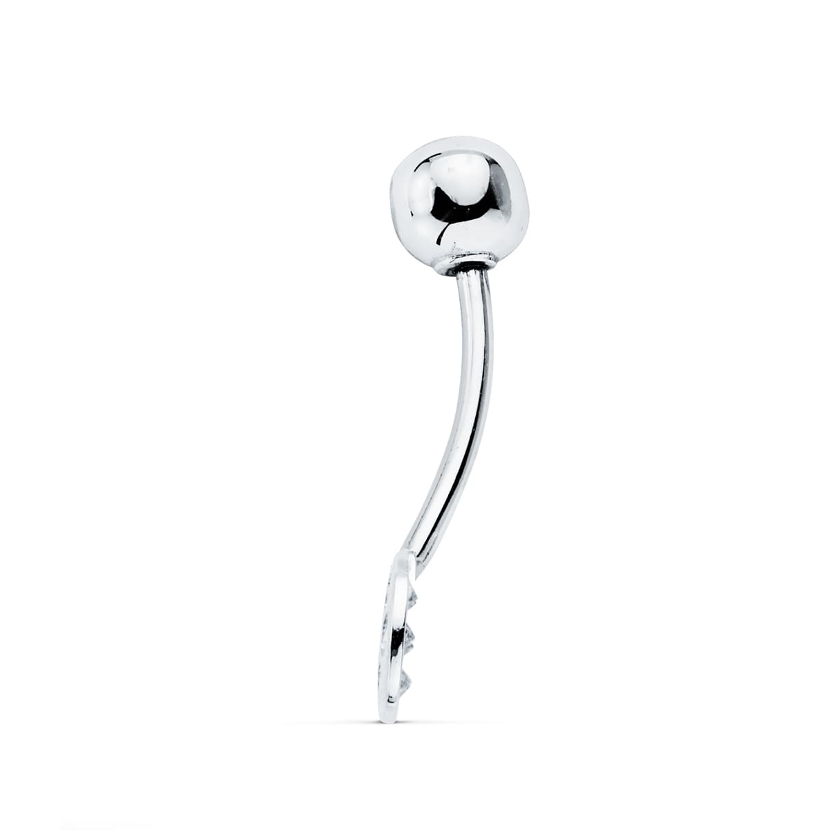 9K Piercing Nombril Zircons & Or Blanc 6 mm