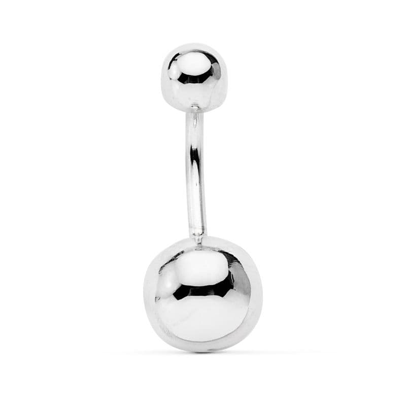 18K witgouden navelpiercing, 8 mm balletje