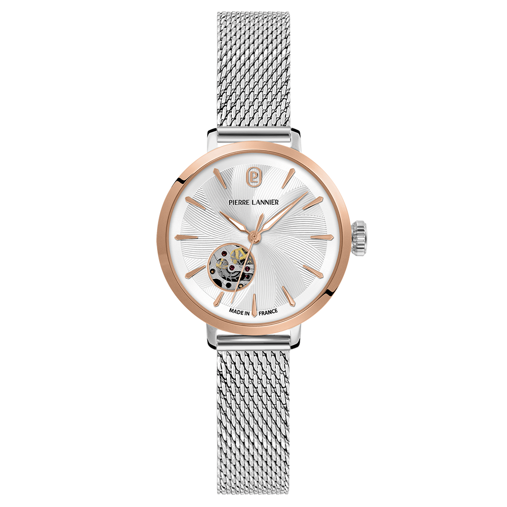 Montre femme Pierre Lannier SOLINE 138F921 – cadran argenté bracelet acier milanais argenté – vue de face