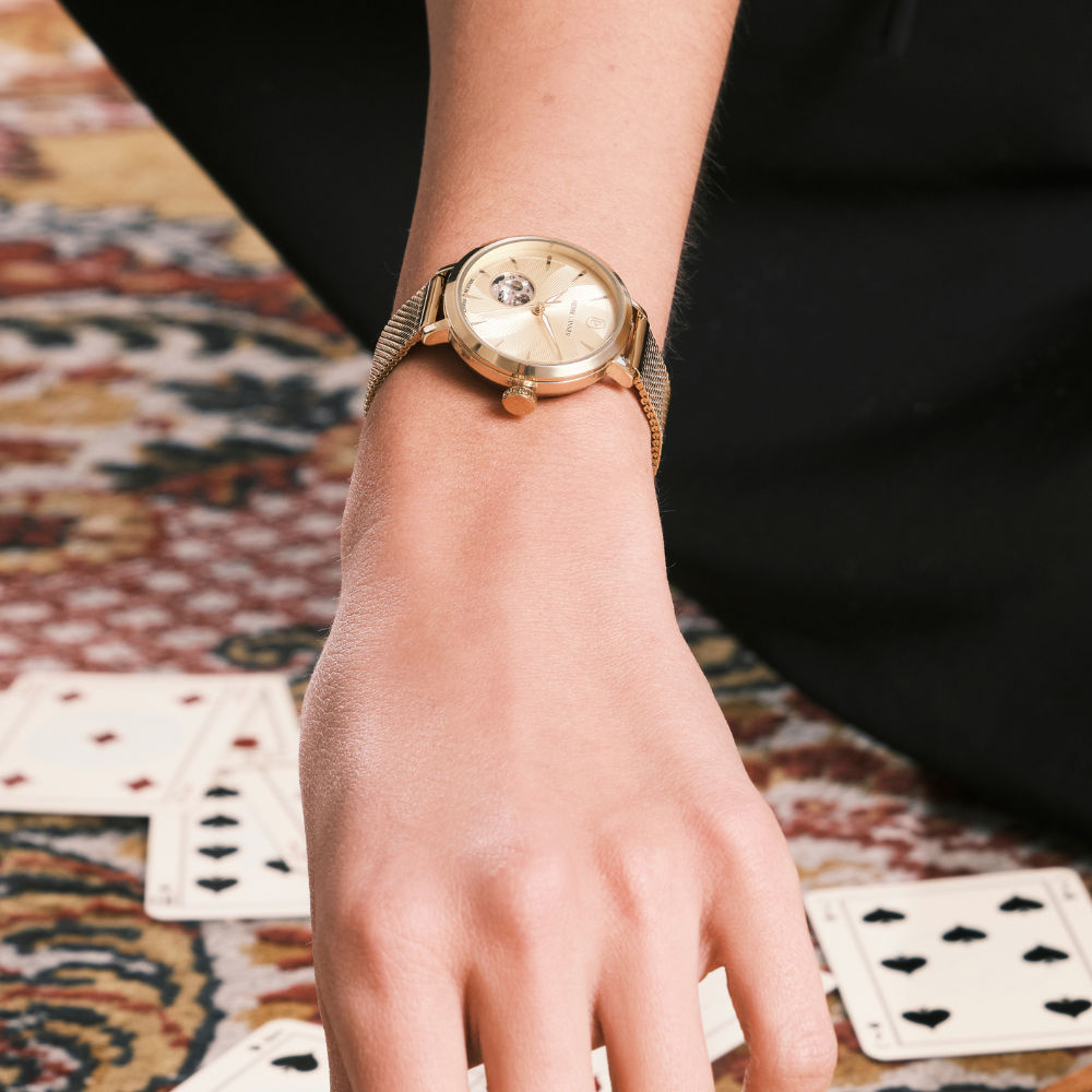 Montre femme Pierre Lannier SOLINE 139L542 – cadran doré bracelet acier milanais doré – vue 2