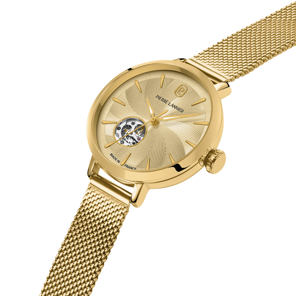 Montre femme Pierre Lannier SOLINE 139L542 – cadran doré bracelet acier milanais doré – vue 3