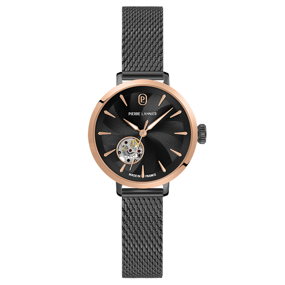 Montre femme Pierre Lannier SOLINE 139L739 – cadran gris bracelet milanais gris – vue de face