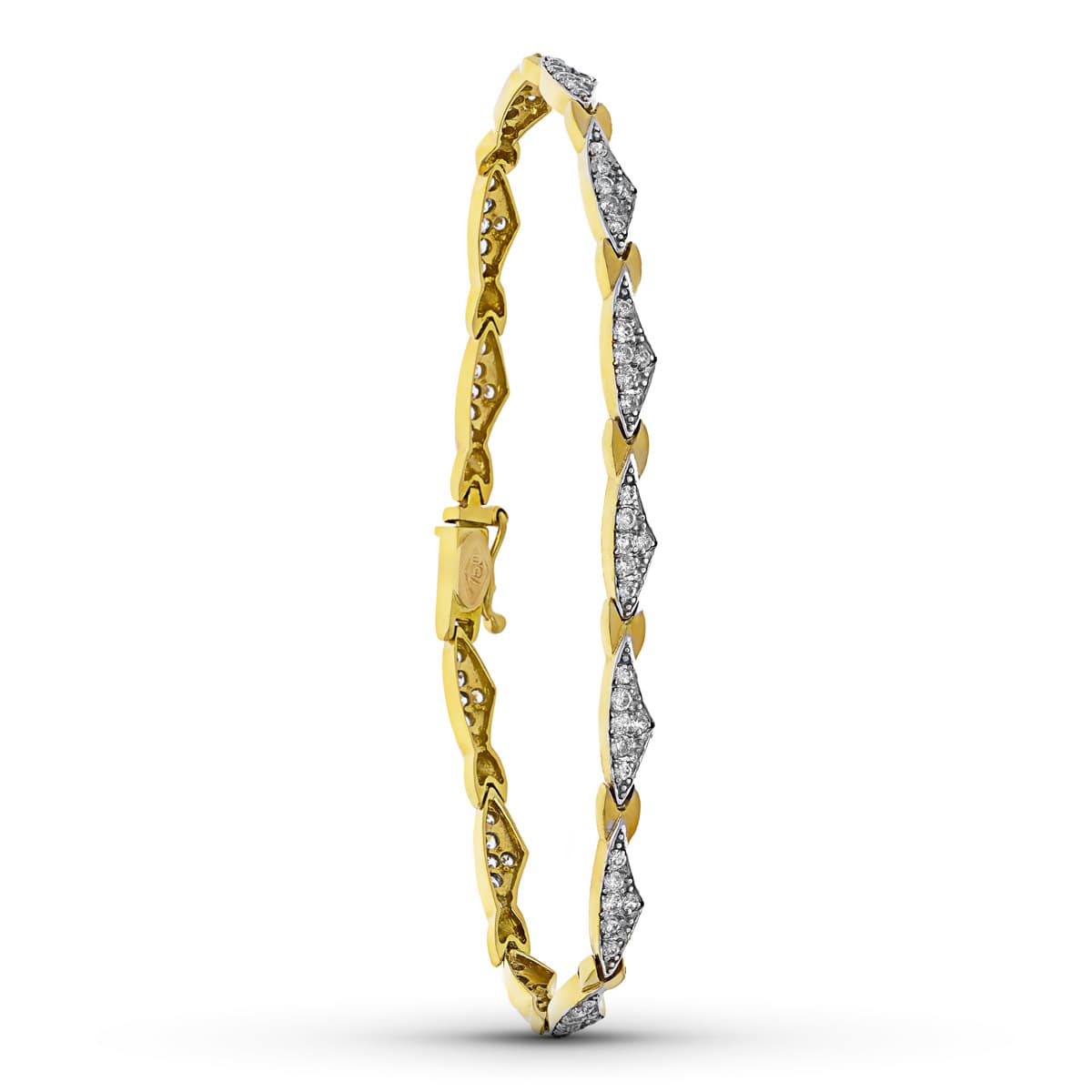 18K ツートンカラーのゴールドとジルコンのブレスレット