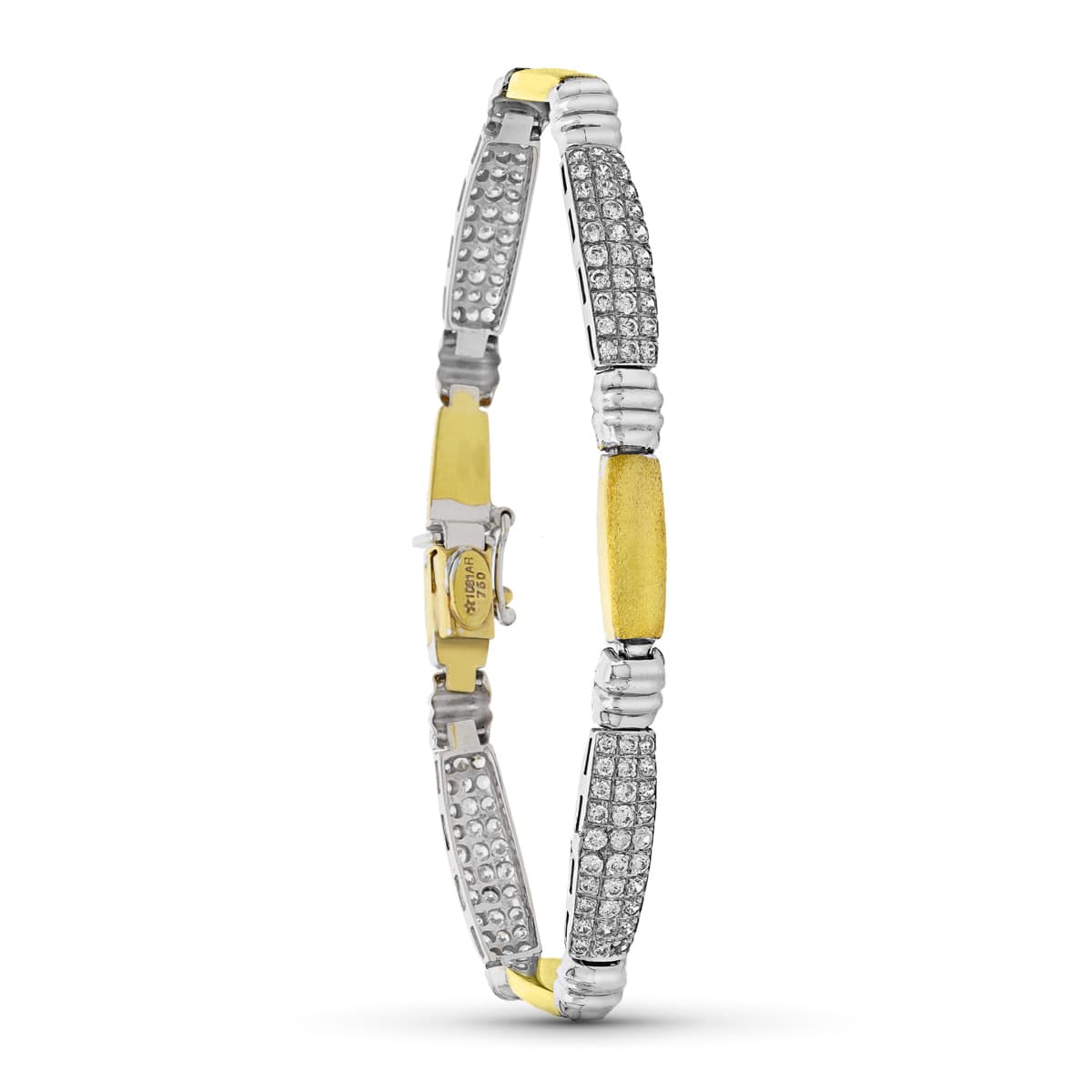 18K ツートンカラーのゴールドとジルコンのブレスレット