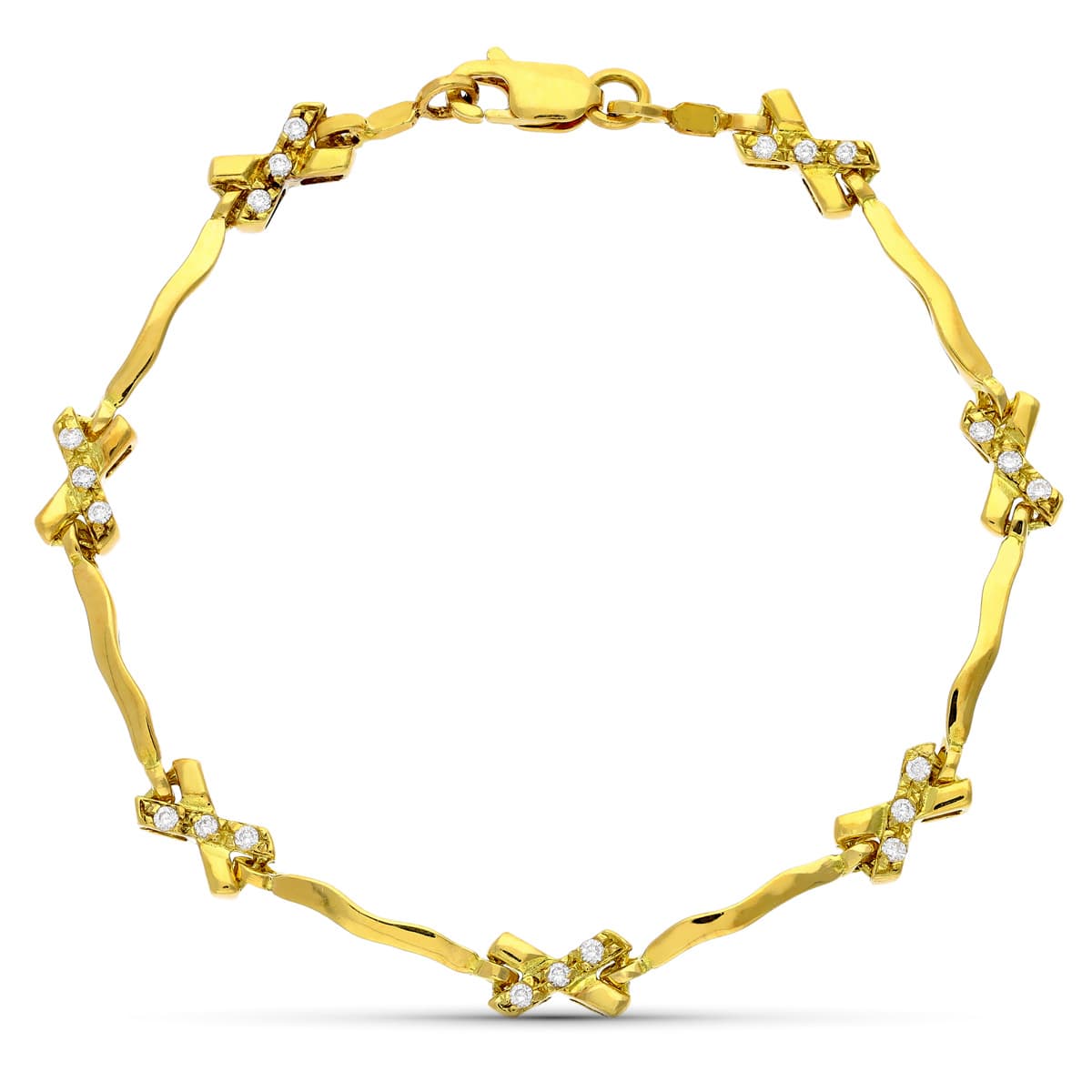18K イエロー ゴールドとジルコンのブレスレット