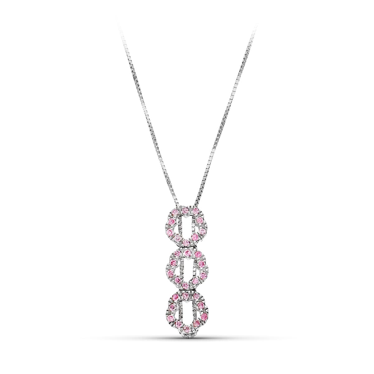 18K Collier Or Blanc Fleur Zircons