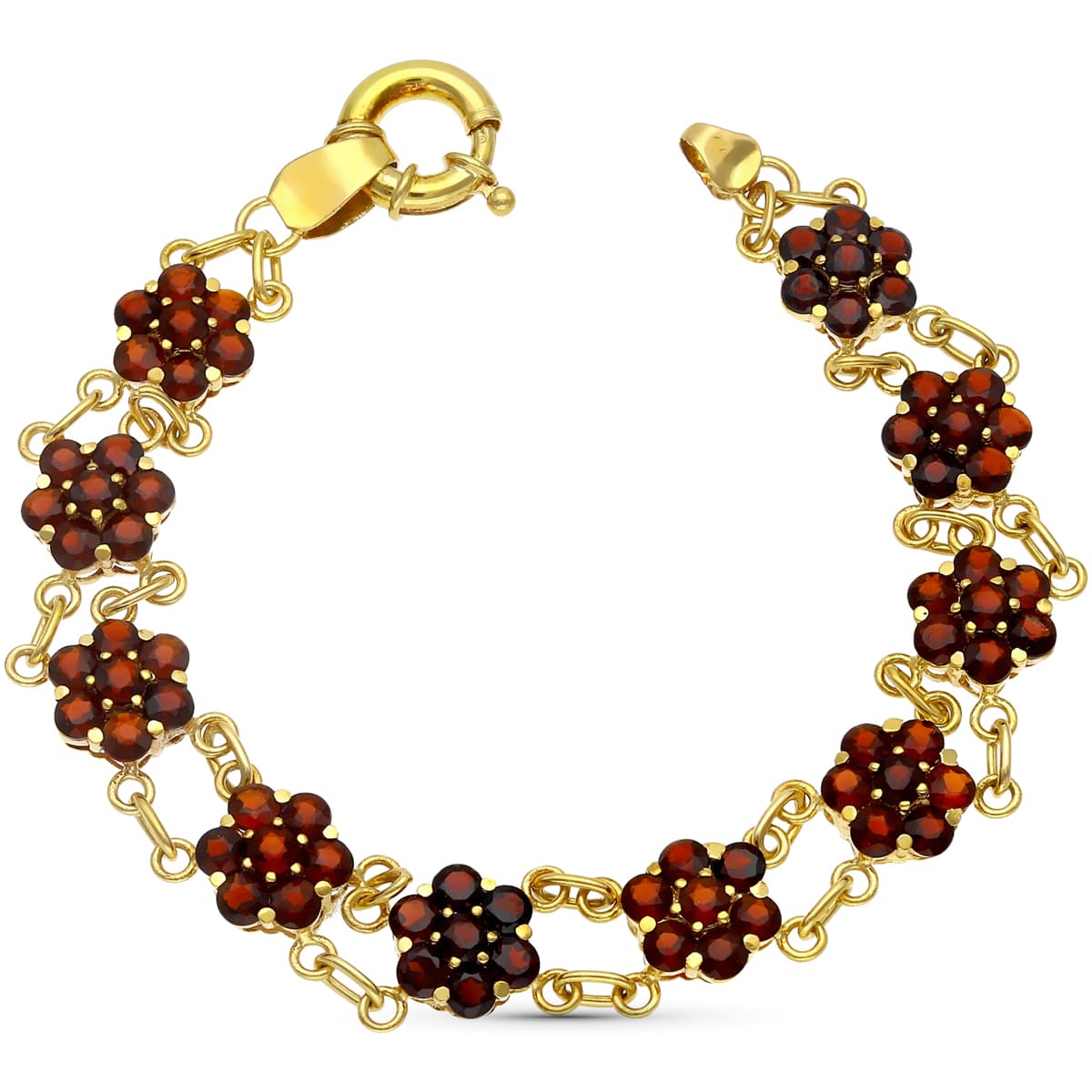 18K Bracelet Or Jaune Grenats