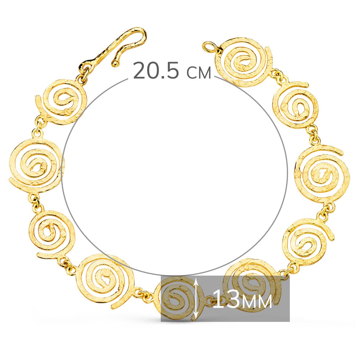18K イエロー ゴールド ブレスレット 幅 13 mm 長さ 20.5 cm