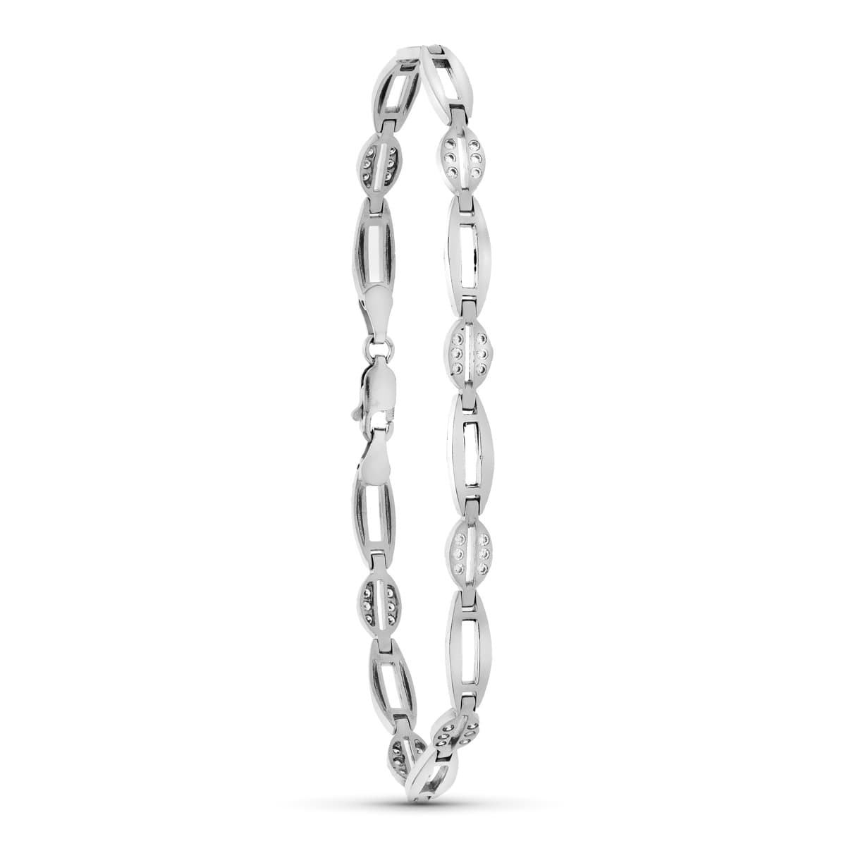 18K ホワイト ゴールドとジルコンのブレスレット