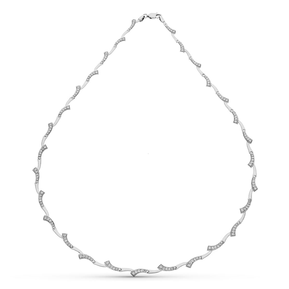18K witgouden ketting met zirkonia