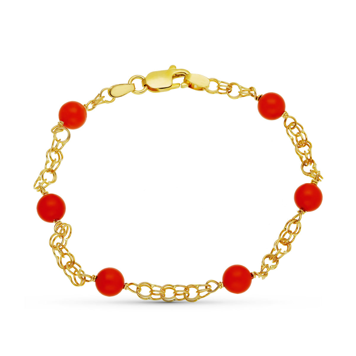 18K Bracelet Corail Sardaigne 5 mm 17 Cm