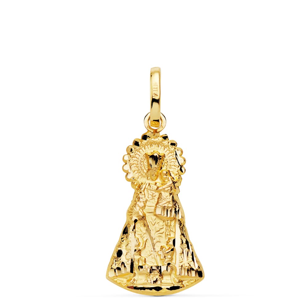 Médaille Silhouette Vierge du Serviable Or Jaune 18K 23X13 mm