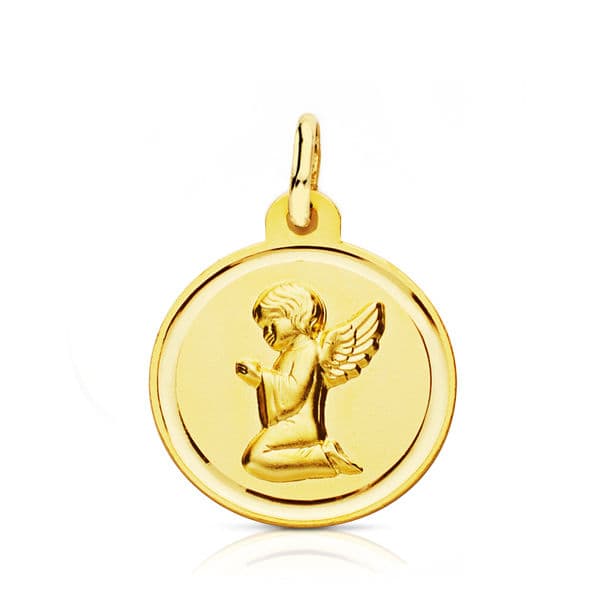 Médaille Dange en Or Jaune 18K Sertie Dune Lunette 16 mm