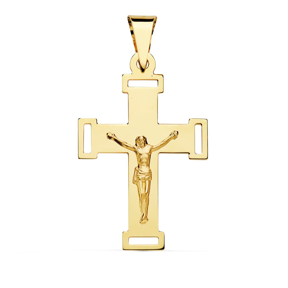 Croix en Or Jaune 18K avec Christ 34X22 mm