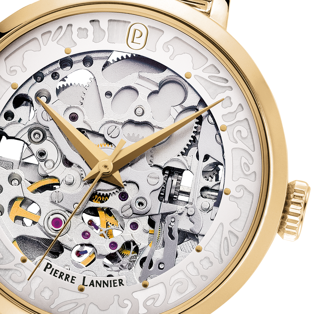 Montre femme Pierre Lannier AUTOMATIC 142G522 – cadran argenté bracelet acier doré – vue 2