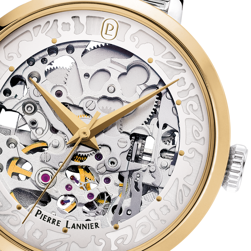 Montre femme Pierre Lannier AUTOMATIC 142G721 – cadran argenté bracelet acier bicolore – vue 3