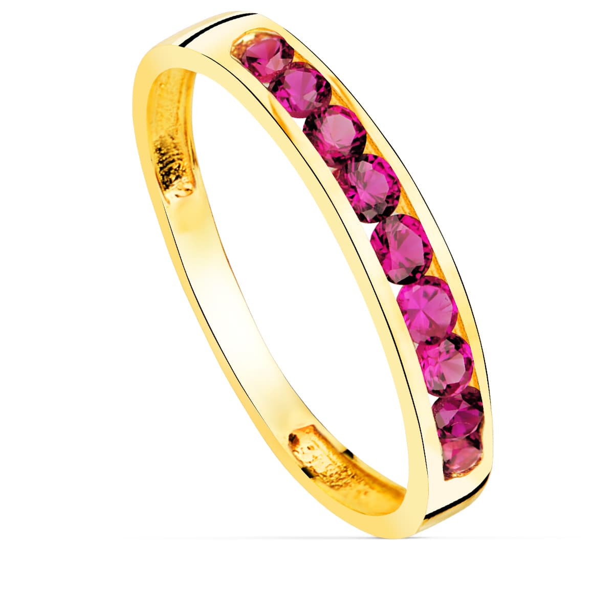 18K Yellow Gold and Zircons Ring