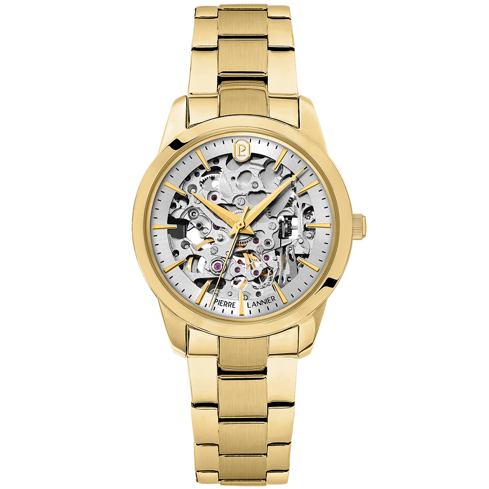 Montre femme Pierre Lannier THEA 144J522 – cadran argenté bracelet acier doré – vue de face