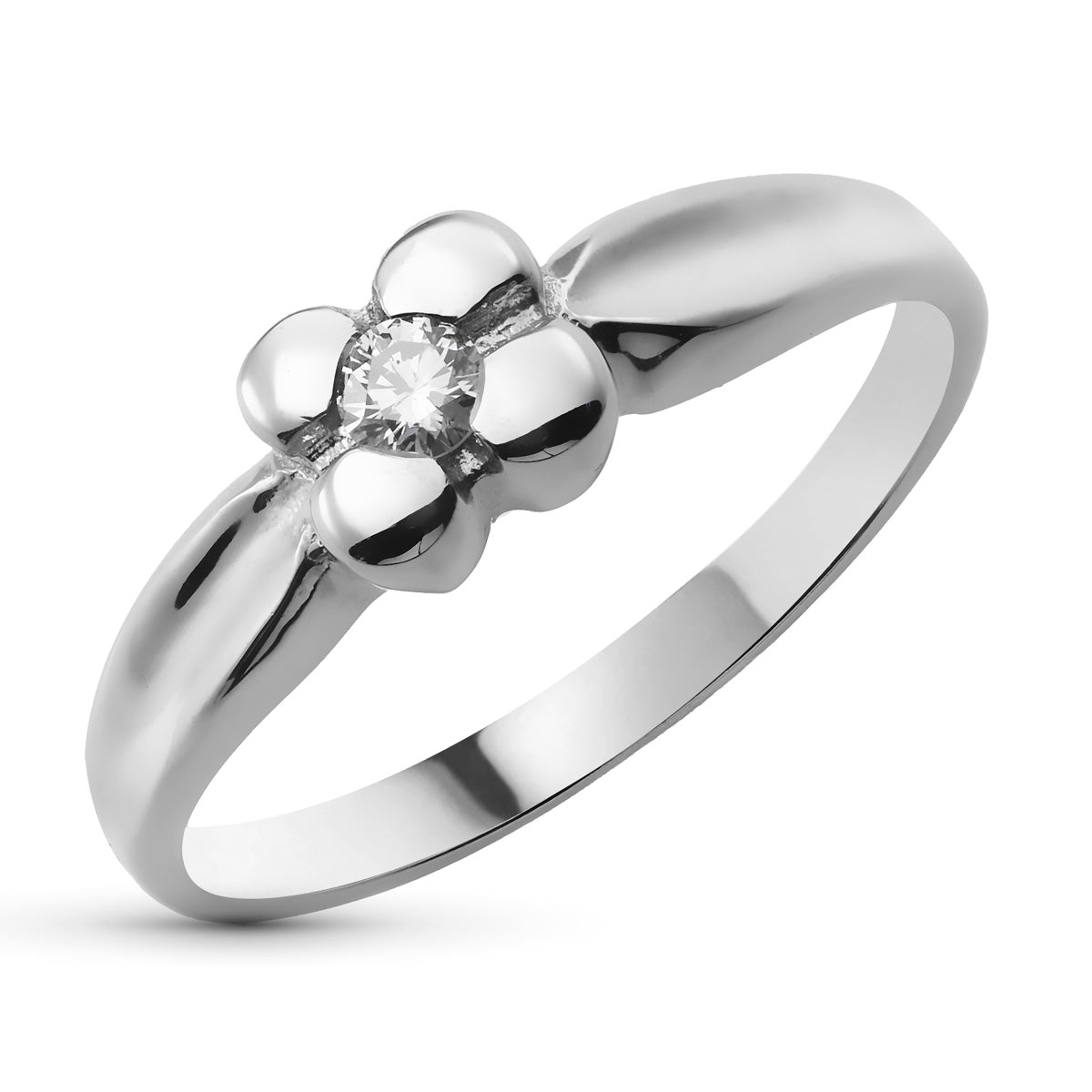 Brilliant Cut Diamond Ring 18K White Gold 0.100 Qts Width: 6.5 mm