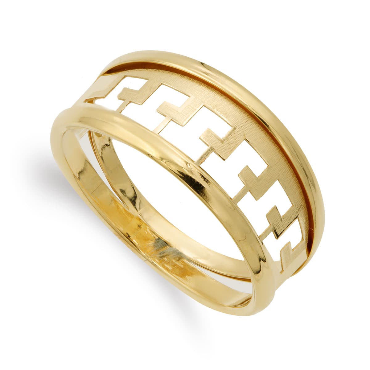 18K Yellow Gold Openwork Pattern Ring 9 mm Body 4 mm