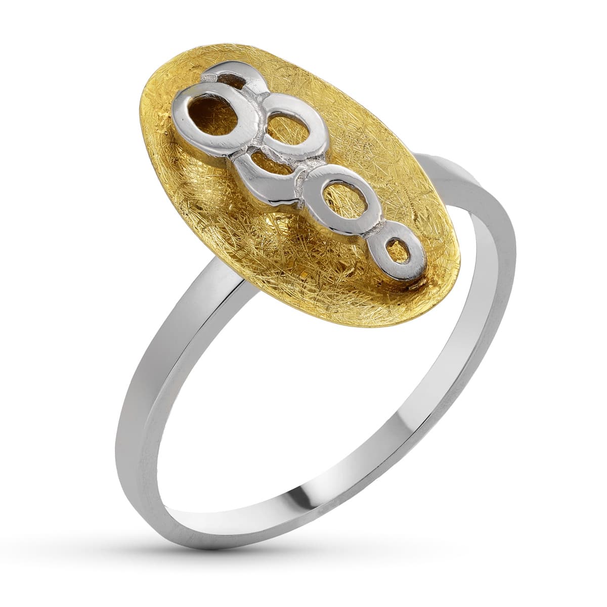 Oval Navette Ring in 18k Two-Tone Gold