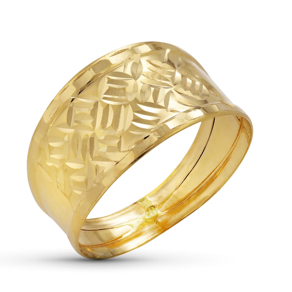 Anillo de Oro Amarillo Facetado de 18K