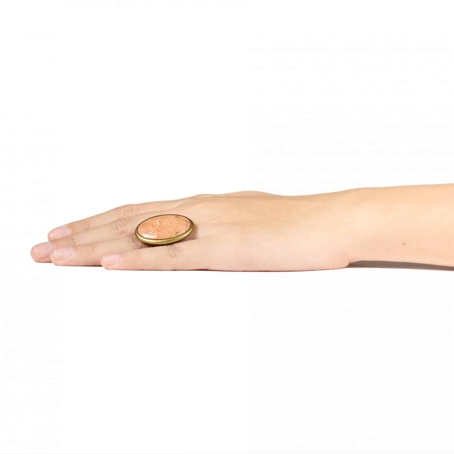 Détail pierre jaspe saumon bague 19--21878 Nature Bijoux