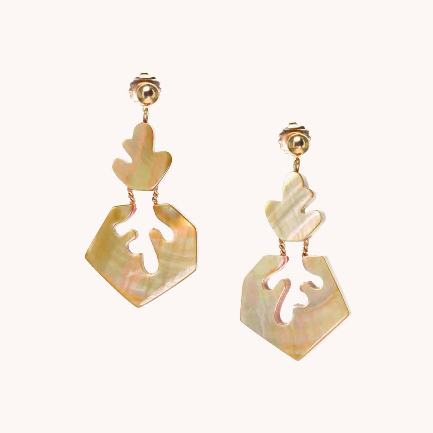 Boucles d'oreilles Nature Bijoux Hybride nacre brune 12--25323
