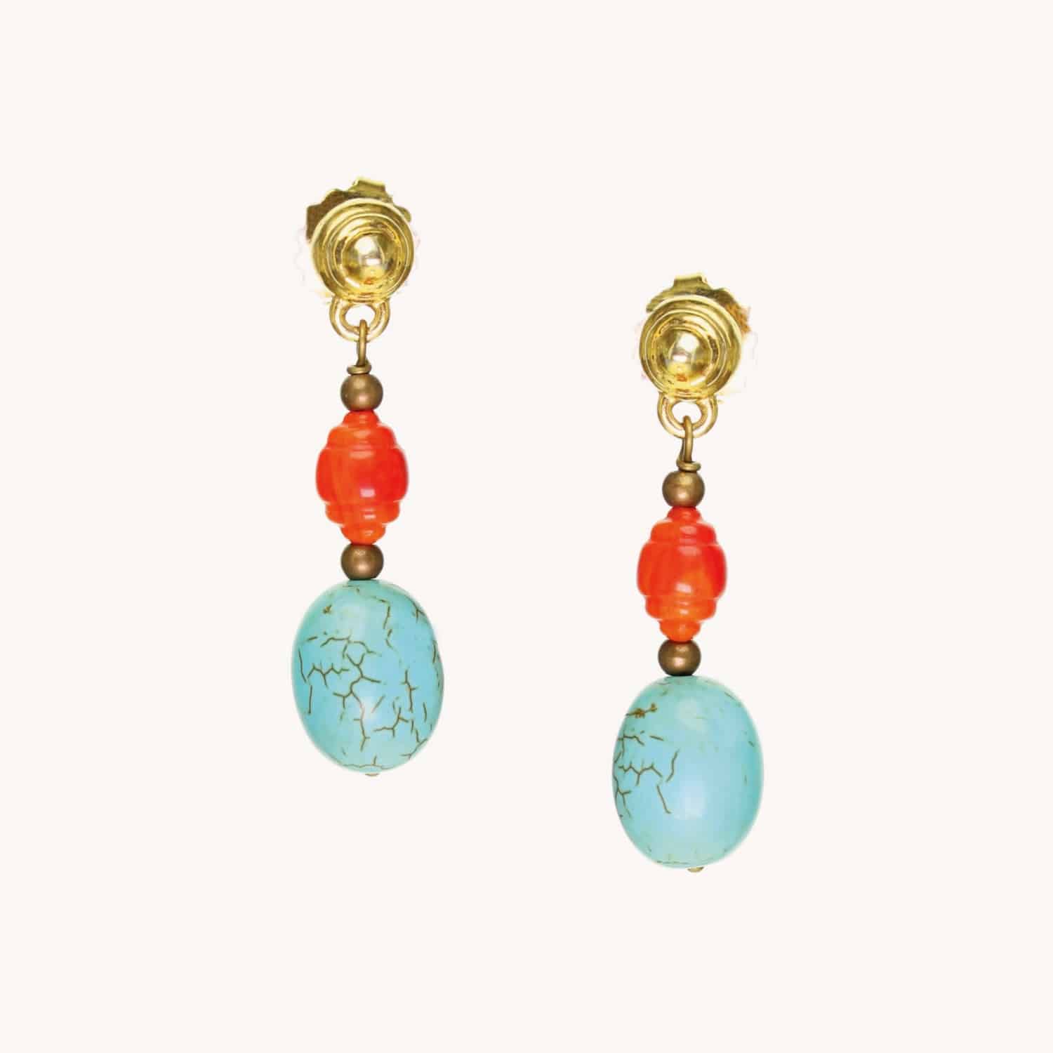 Boucles d'oreilles Khampa Howlite 12--25412 Nature Bijoux