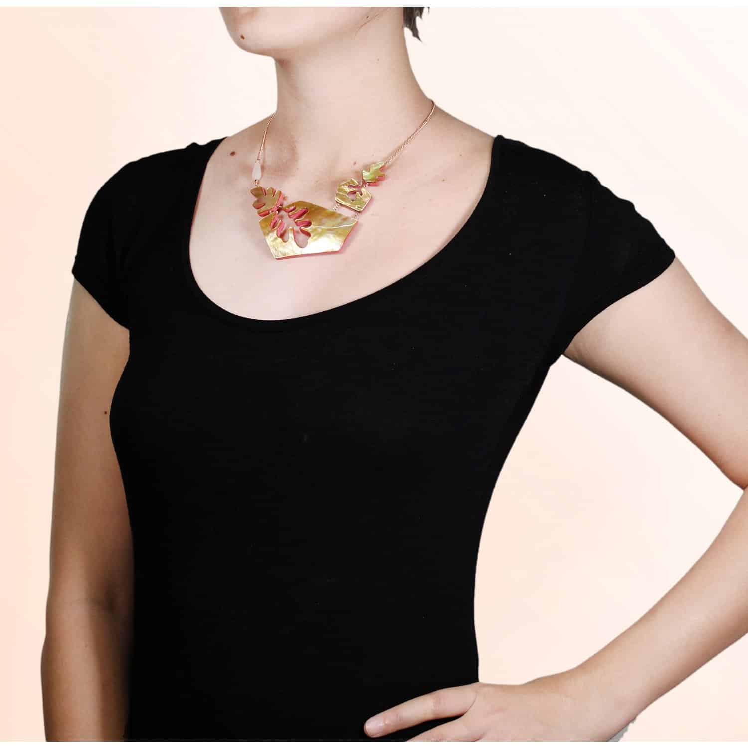 Détail matière quartz rose collier 15--26531 Nature Bijoux