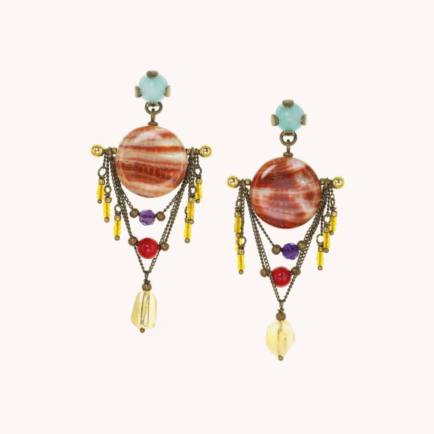 Boucles d'oreilles Nature Bijoux Rhapsody bois de fer coquillage 12--25642
