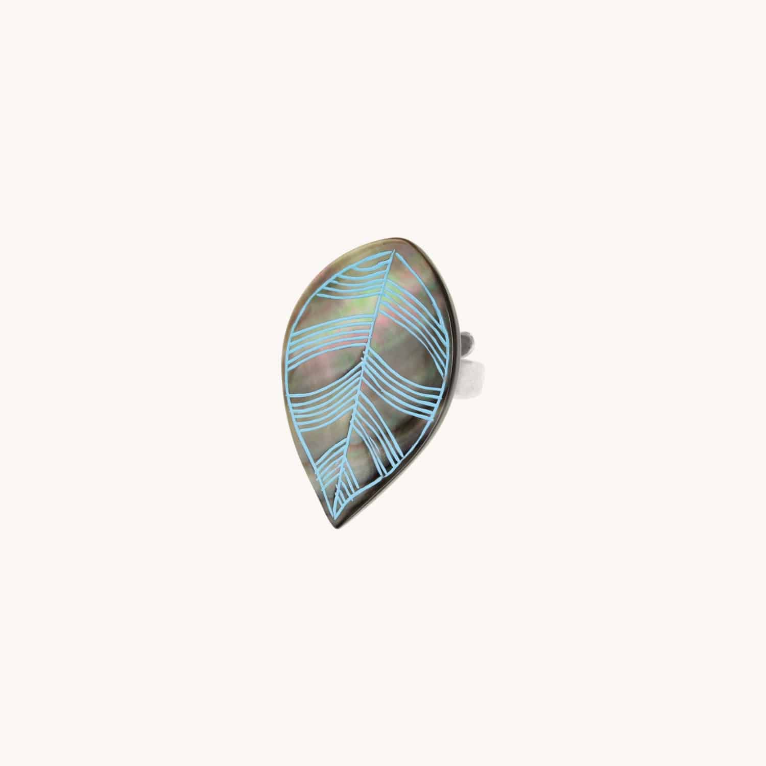 Bague Nature Bijoux Bluebird nacre de Palawan 19--22455