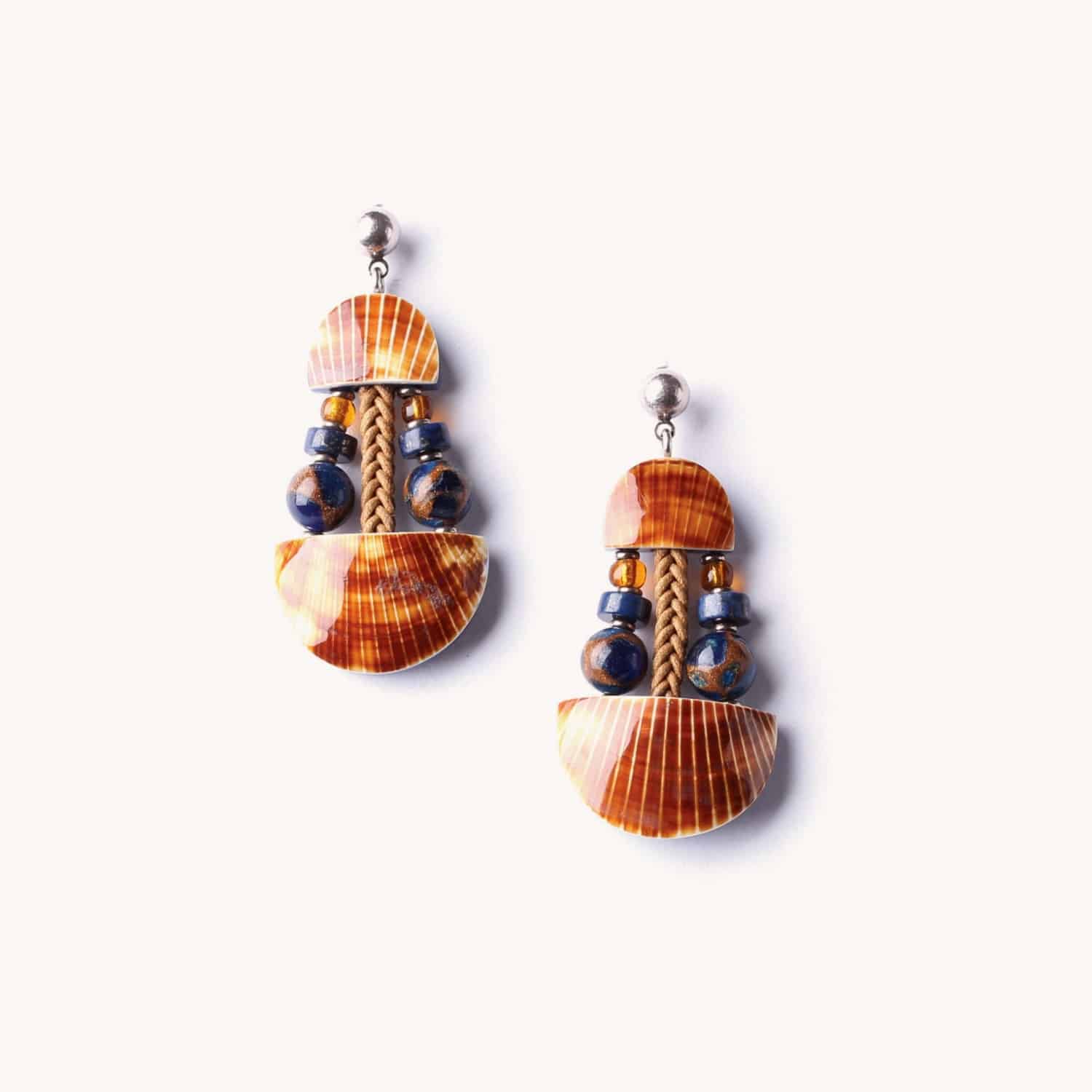 Boucles d'oreilles Nature Bijoux Sunset Coques Brunes Lapis-lazuli 12--76012