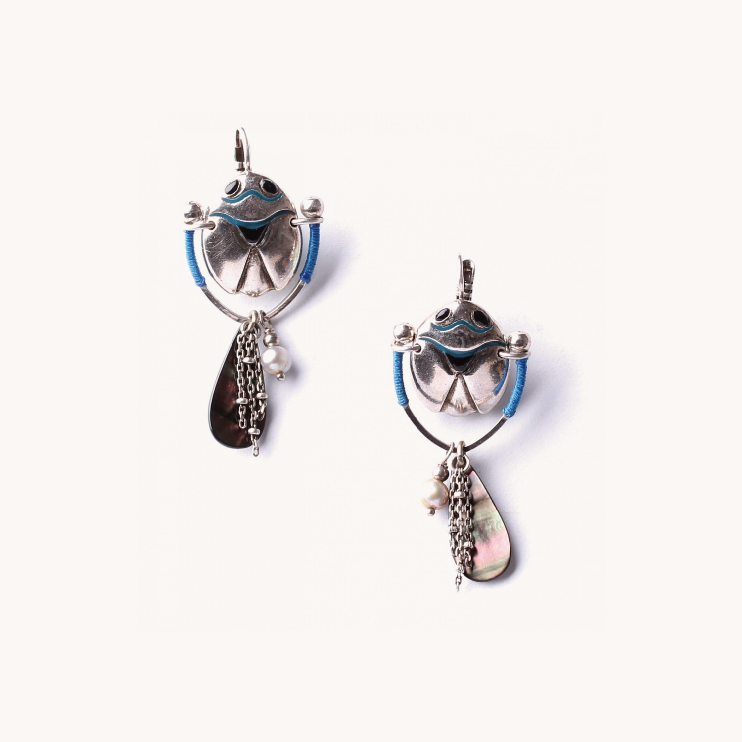Boucles d'oreilles Nature Bijoux Nefertiti nacre de Palawan perles 12--76196