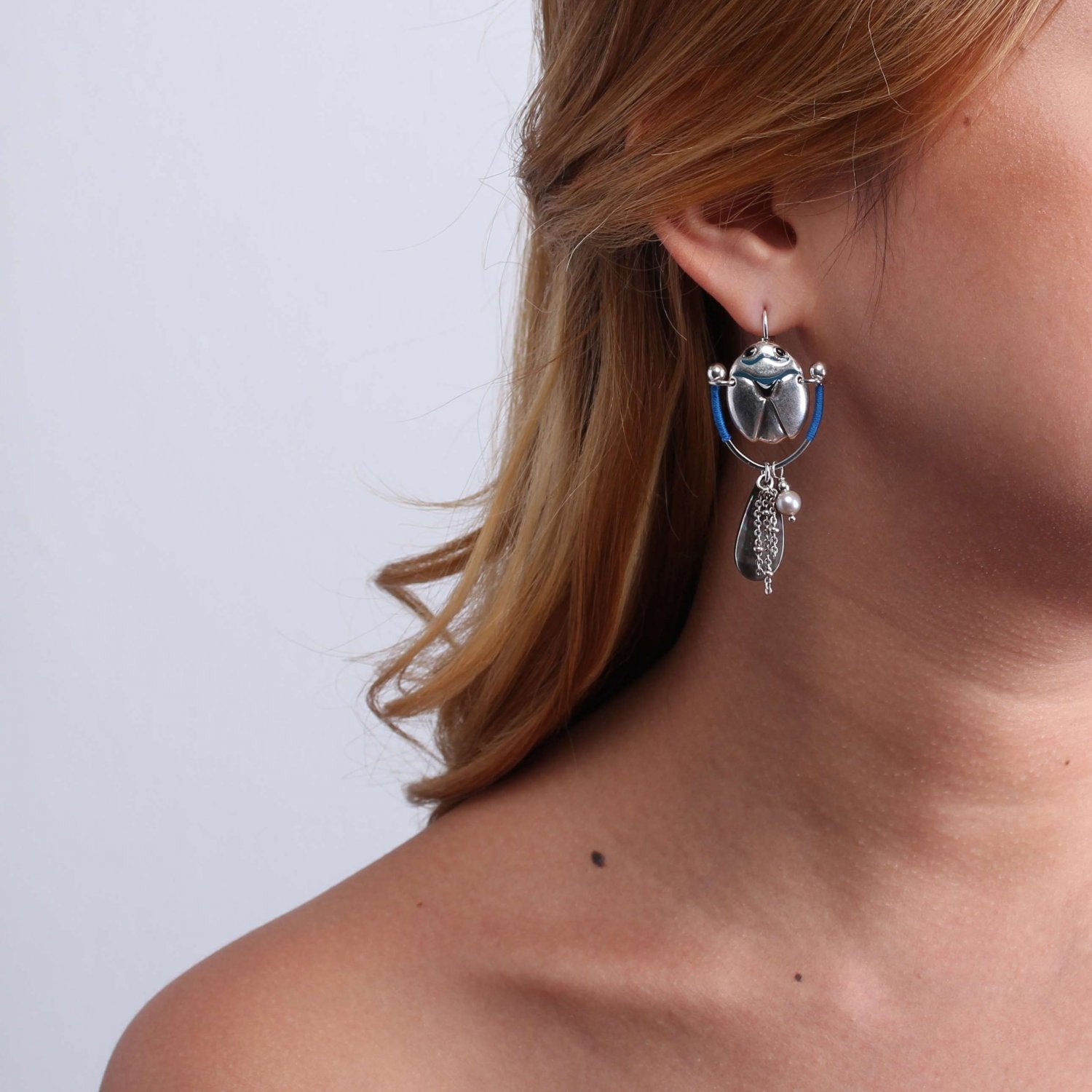 Détail nacre et perle boucles d'oreilles 12--76196 Nature Bijoux